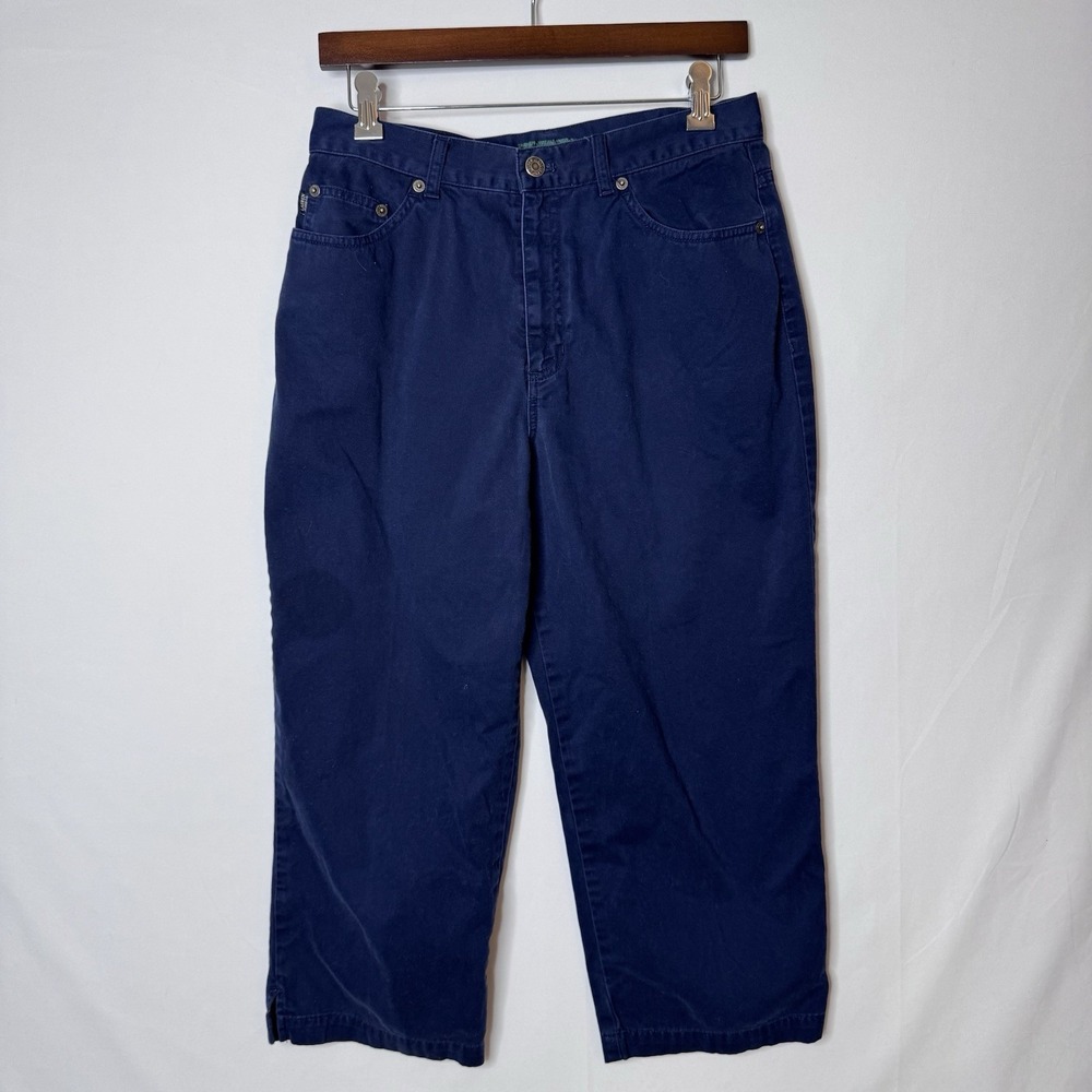 Lauren Ralph Lauren Capri Cropped Pants 10 High Rise Pockets Preppy 100% Cotton